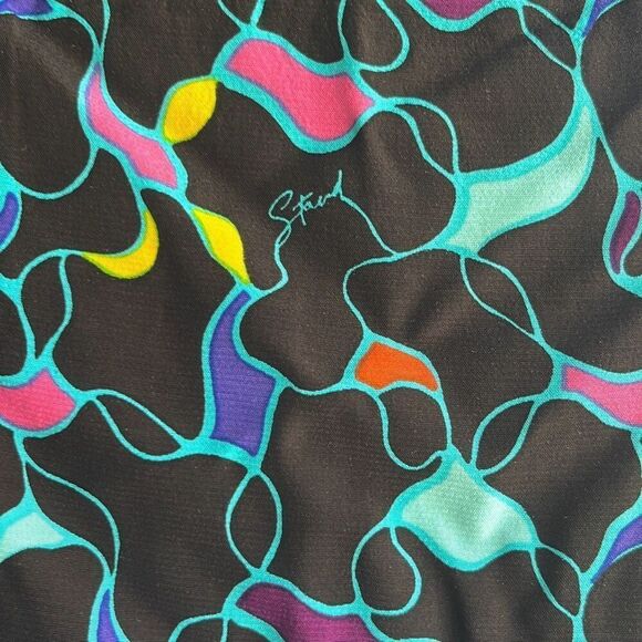 Staud Josephine Black Colorful Logo Print Side Zip Sweetheart Neck Top Blouse 4 - Picture 4 of 15